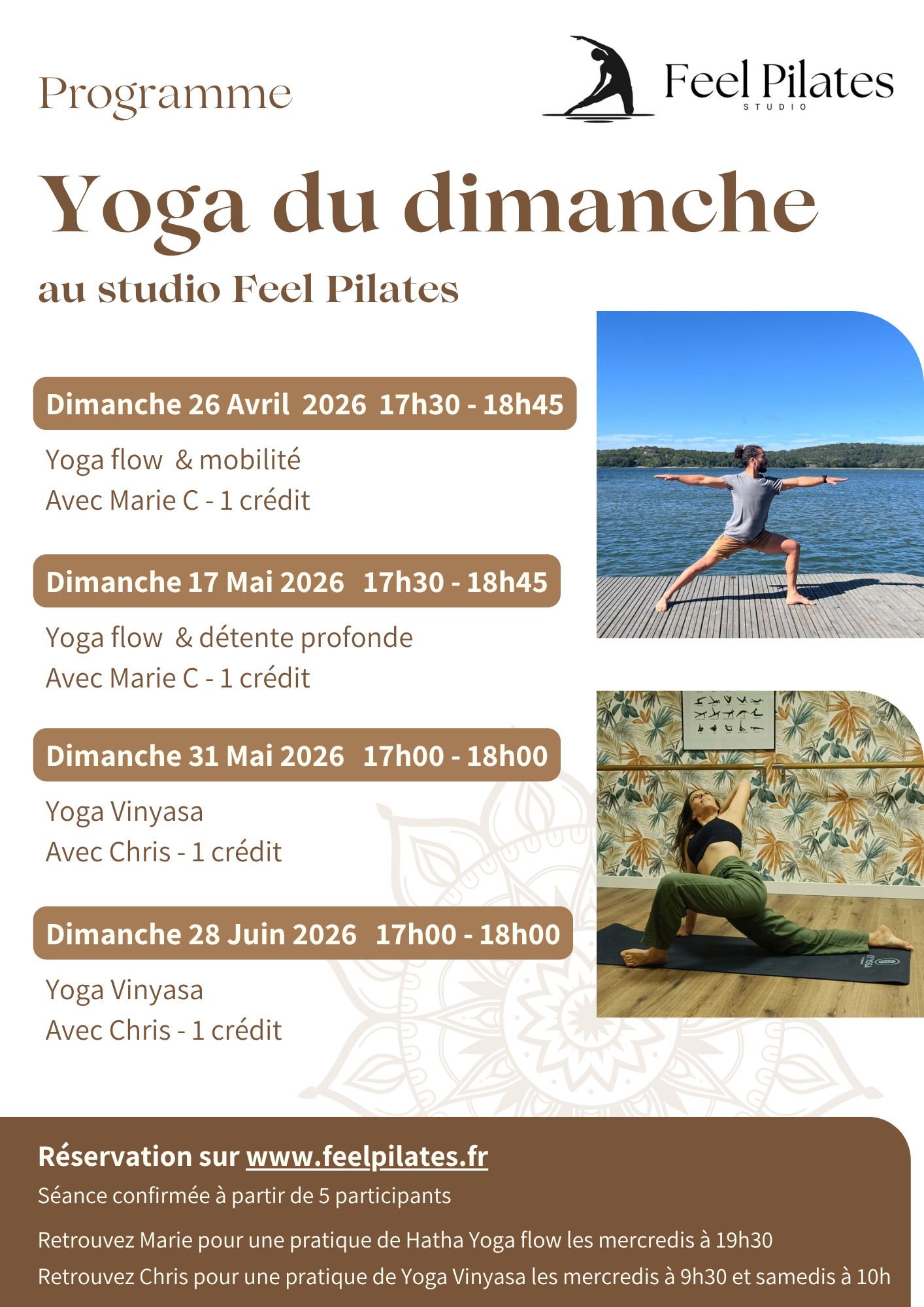 Les ateliers Yoga du dimanche reviennent ce printemps chez Feel Pilates ! 🌸